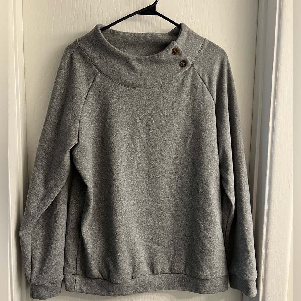 Soft grey button top sweater large
